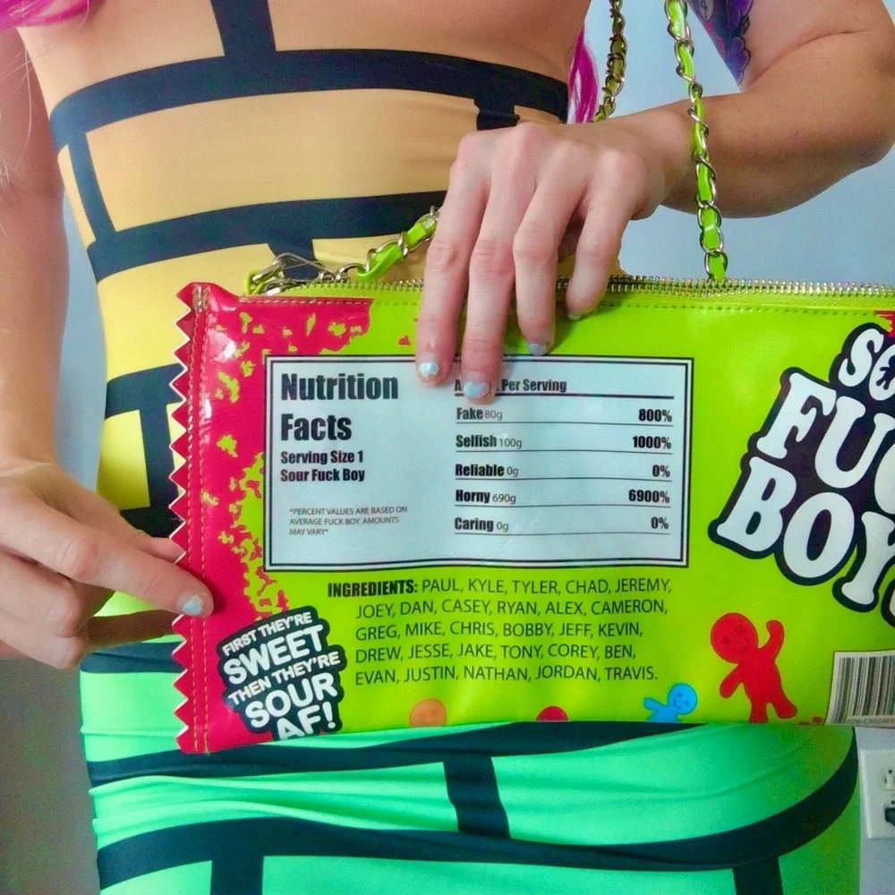 Current Mood Sour F* Boys Shoulder Bag Dolls Kill Sour Candy Clutch Parody - Picture 8 of 9